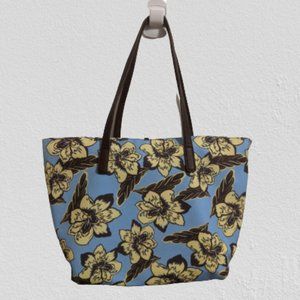 Charming Charlie Blue/Yellow/Brown Floral Tote